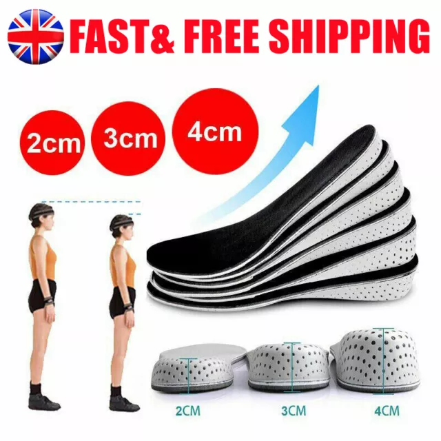 Washable Shoe Height Increase Insoles Heel Lift 2-4cm Air Support Cushion-Unisex