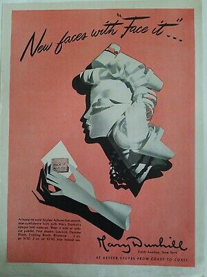 dunhill 1944 Mary Dunhill Visage C'Maquillage Graphisme Art Vintage Annonce 