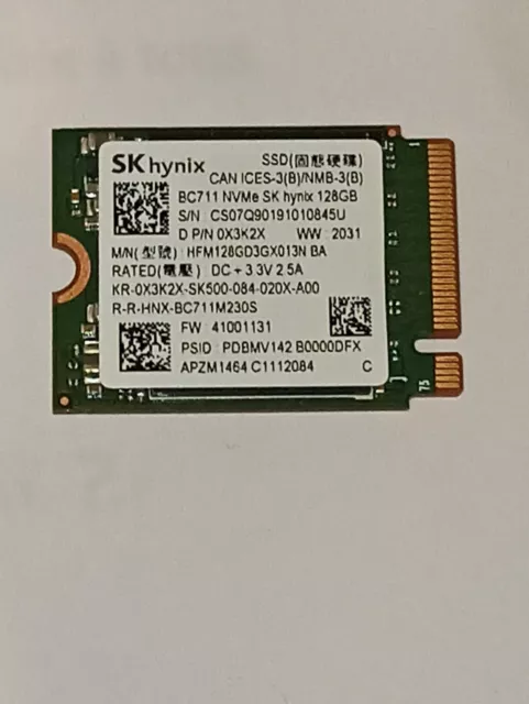 SK hynix BC711 128GB PCIe NVMe M.2 2230 Gen3 x 4 SSD HFM128GD3G - 128 Go Interne