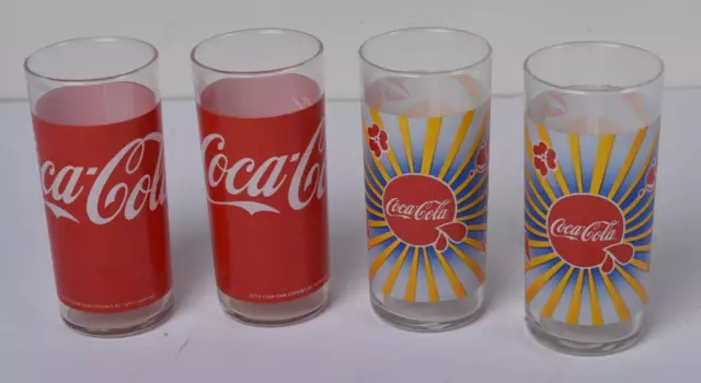 COCA COLA  Lot 4 Verres vintage