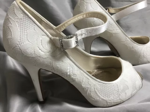 RAINBOW CLUB NINA Ivory Satin Platform Peeptoe Wedding Shoes UK