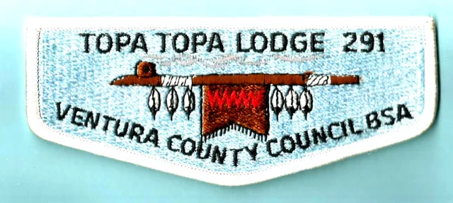 OA Lodge 291-s TOPA TOPA 1980s wht bdr Ventura County Council Boy Scout flap CA