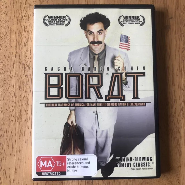 Borat Movie 2006 DVD Sacha Baron Cohen Satire Mockumentary Region 4 Like New