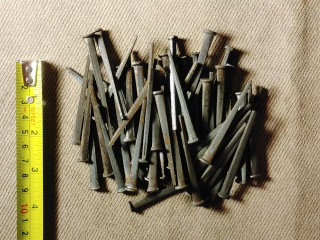 Lot (58) Vintage Old Square Cut Nails  2 1/2" Long Unused Straight Nails