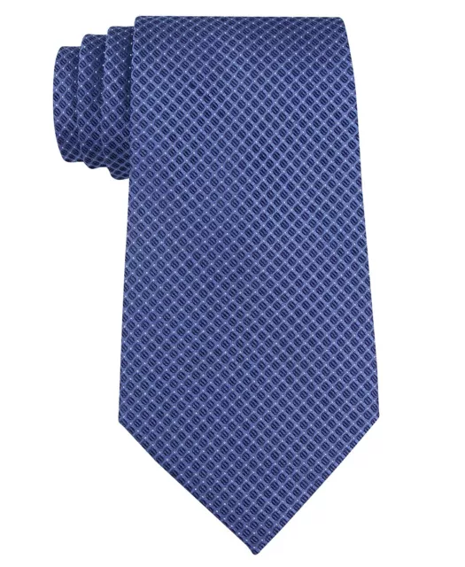 $122 Calvin Klein Men Blue Check Skinny Silk Neck Tie Slim Dress Necktie 57x3
