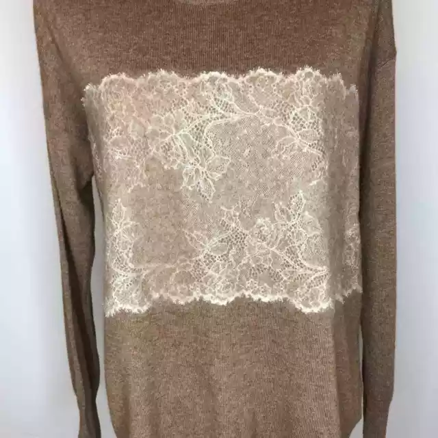 J. CREW Needle Punch Lace Wool Blend Crewneck Sweater Size Small 3