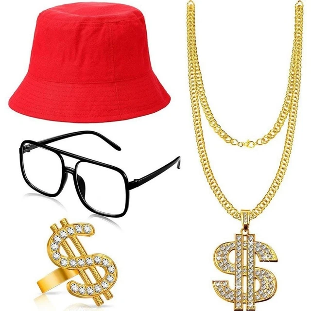 80s 90s Hip Hop Costume Kit Rapper Accessories Outfit For Men Women Halloween