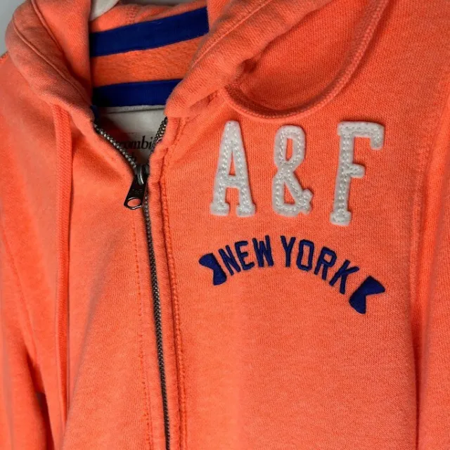 Abercrombie & Fitch Hooded Zip-Up Sweatshirt, Small, Coral