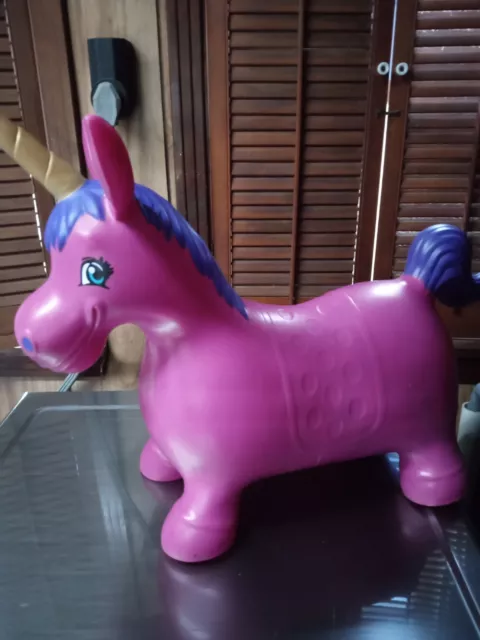 Unicorn Inflatable Bouncing Animal, Ride On Bounce Toy for Kids Purple
