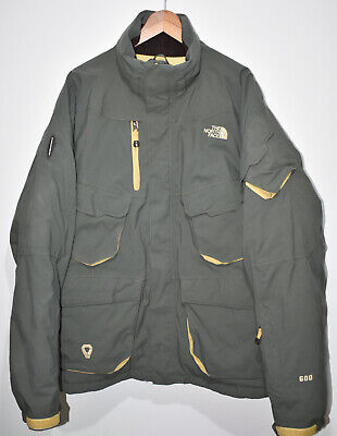 North Face Ski Puffer Jacket Recco 600 Goose Down Green Mens UK Large NO HOOD