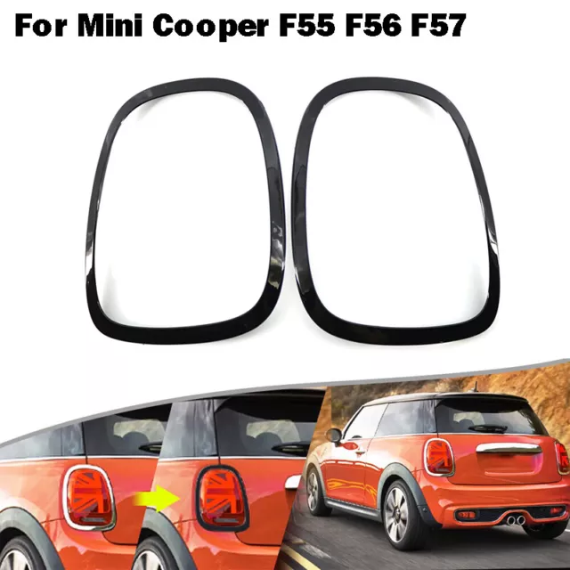 2X For 2013~2019 Mini Cooper S F55 F56 F57 Gloss Black Tail Rear Light Trim Ring