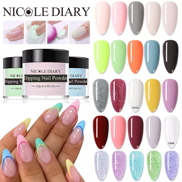 NICOLE DIARY Nail Dipping Powder Acrylic Glitter French Effect Nail Art Pigment