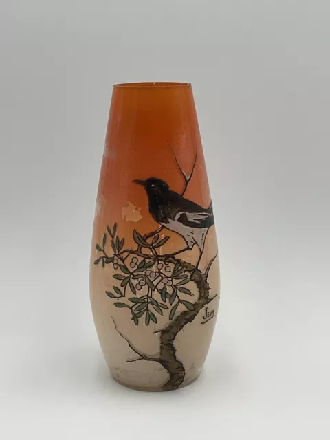 Vase Verre Souffler signé JEM , Ecole Theodore Legras Hauteur 24cm