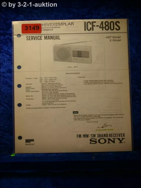 Sony Service Manual ICF 480S 3 Band Receiver (#3149)