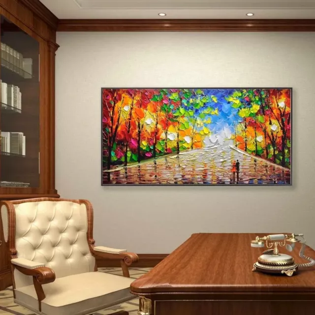 Hand Painted Oil Paintings on Canvas Original Park Landscape Colorful Autumn 2