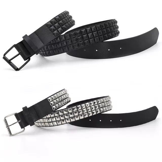 Women Men Leather Rivet Studded Metal Buckle Punk Rock Waist Belt Y2