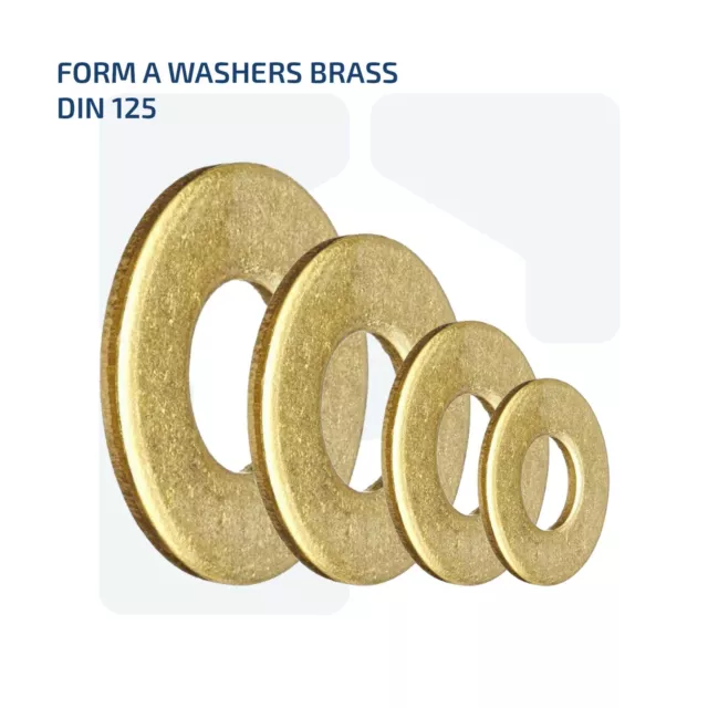 Form A Washers Flat Solid Brass Din 125A M2 M2.5 M3 M4 M5 M6 M8 M10 M12 M16