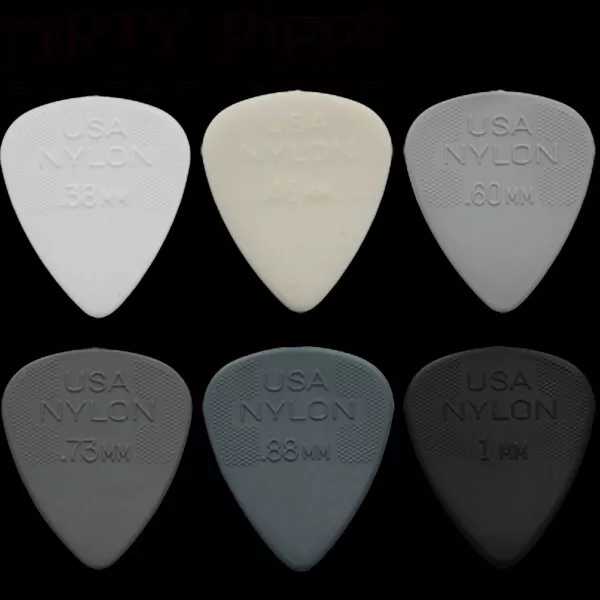 10 x Dunlop Nylon Standard Guitar Picks Plectrums - Your Choice Of Size / Type