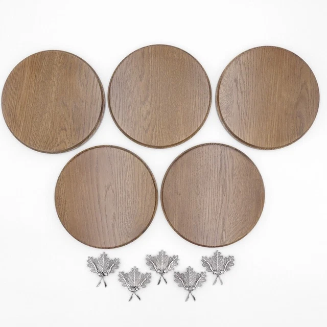 5x Placa de Jabalí Tablero Keiler Redondo Braun Af 19cm 5 Hoja Roble Portada 4