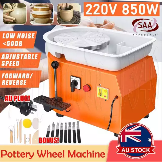 850W Electric Pottery Wheel Machine Ceramic Work Ceramics Clay Foot Pedal 25cm