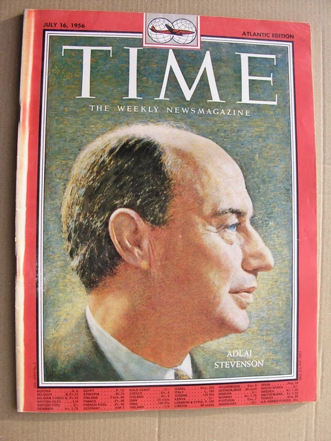 TIME MAGAZINE July 16 1956 Adlai Stevenson Lew Hoad Rolex Advert Juliette Greco TIME MAGAZINE July 16 1956 Adlai Stevenson Lew Hoad Rolex Advert Juliette Greco