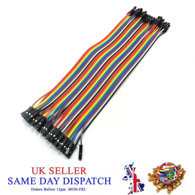 40x DuPont Wire Breadboard Jumper Lead Ribbon Arduino Jump Cables Female-Female
