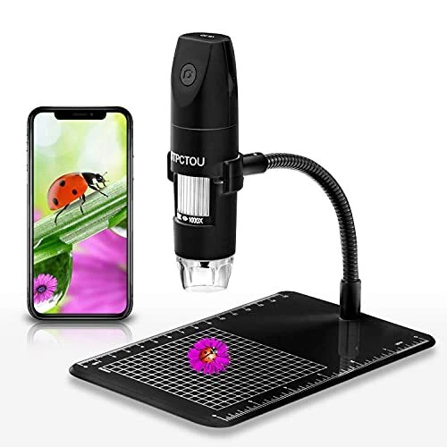 Wireless Digital Microscope USB 50X-1000X 2MP 1080P Handheld Portable black