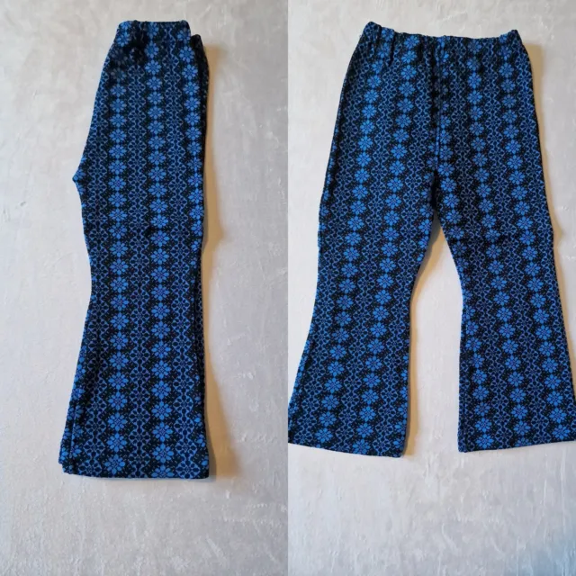 Pantaloni svasati vintage per bambini -12- 18 Mths - blu nylon floreale anni '70 KB47