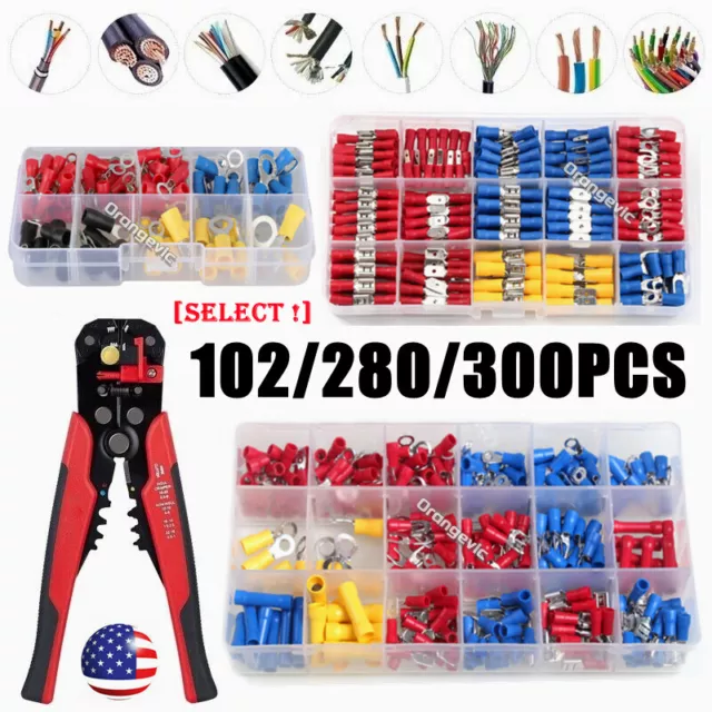 102/300PCS Car Wire Assorted Insulated Electrical Terminals Connectors Crimp Kit