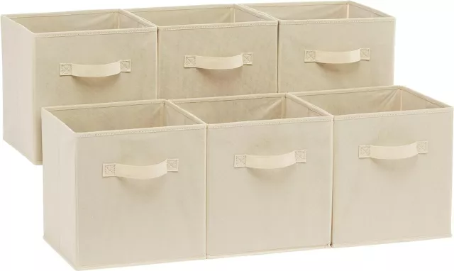 Organizador de cubos de almacenamiento de lona plegable con asas - Paquete de 6