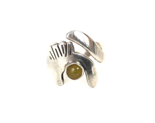Modernist Carnelian Taxco Vtg Adjustable Sterling Silver Ring Sz 7.5 Pre-Owned