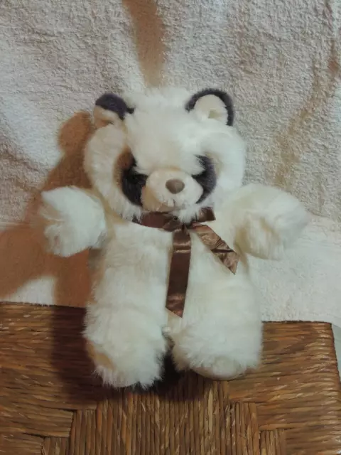 Vintage White Raccoon Brown Accents Stuffed Royal Plush Toys Made in Korea 12"