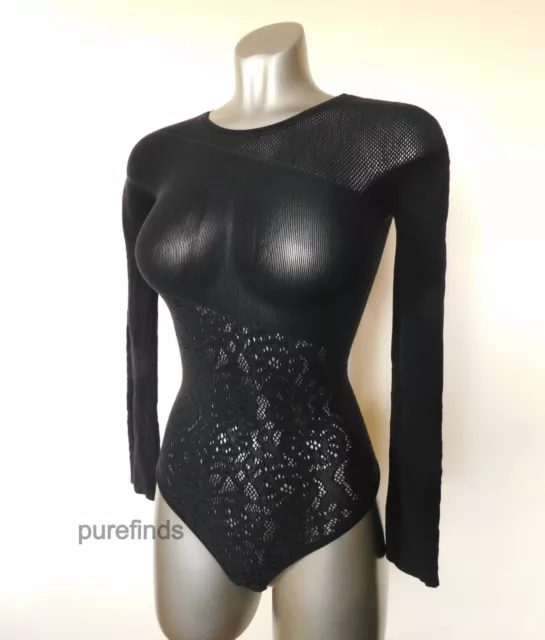 WOLFORD POISON DART Net String Body Xs In Black 65% Wool Nwt