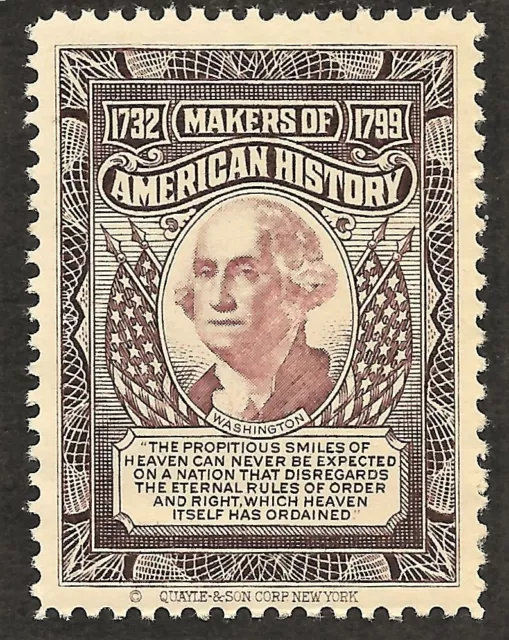 President George Washington Maker of American History est 1930's Poster Stamp