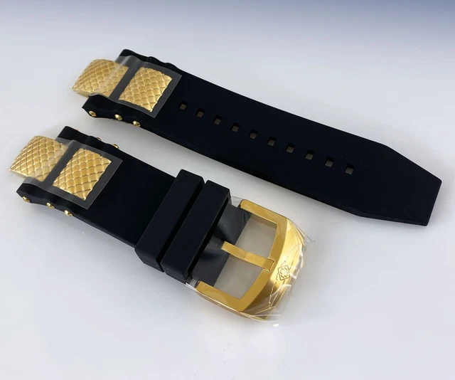 Genuine INVICTA Subaqua Noma III Gold Plated Insert Black Poly WATCH Strap BAND