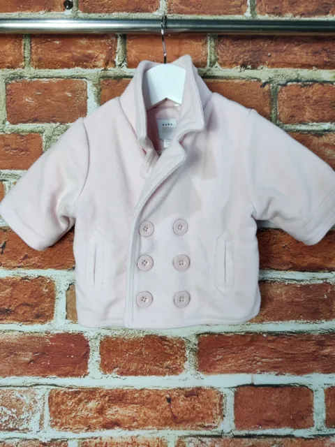 Baby Girl Gap Coat Age 0-3 Months Pink Fleece Lined Jacket Button Up Warm 62Cm