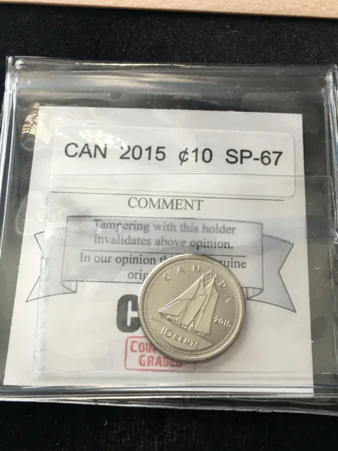 2015  Coin Mart Graded Canadian,  ¢10 Cent, **SP-67**