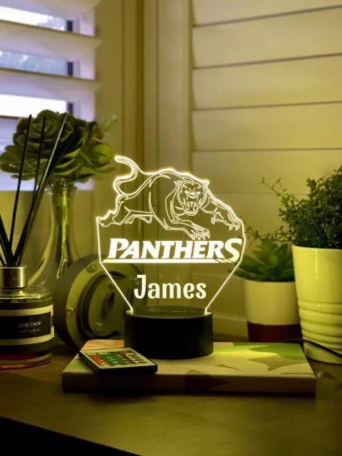 Personalised PENRITH PANTHERS -NRL Night Light 7 Colours Gift 3D Table lamp AU