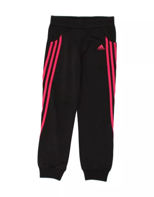ADIDAS Girls Tracksuit Trousers Joggers 7-8 Years Black Polyester BA10