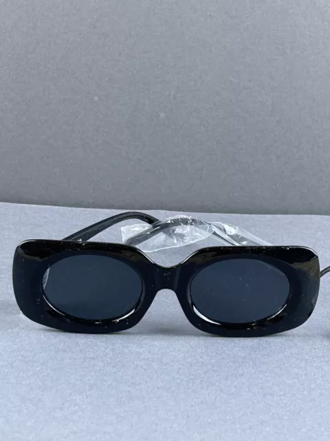 Sunglasses Anthropologie Rectangle Black Frames Lens New $38