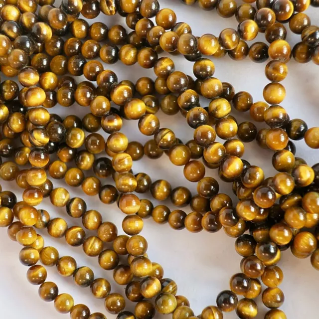 Tigers Eye Beads for jewellery making 6mm. Round approx 40cm. a loose strand. 3