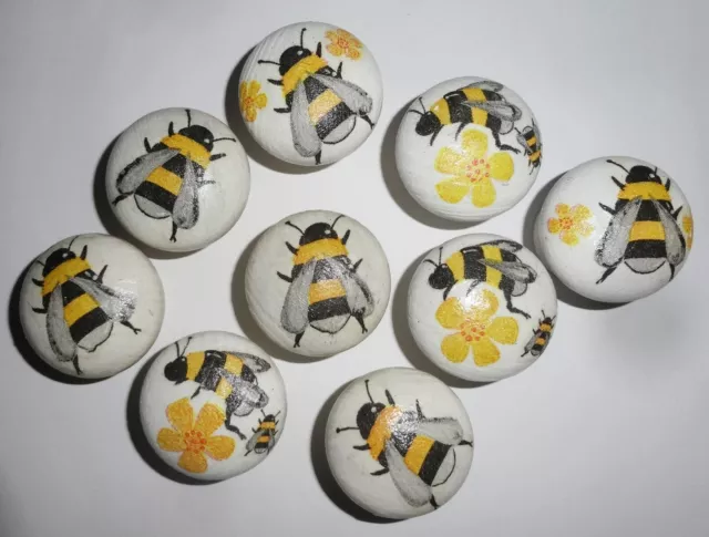 BEES! Hand Crafted Wooden Decoupage Door Knobs Pulls £4.50 per Knob Gift! UK