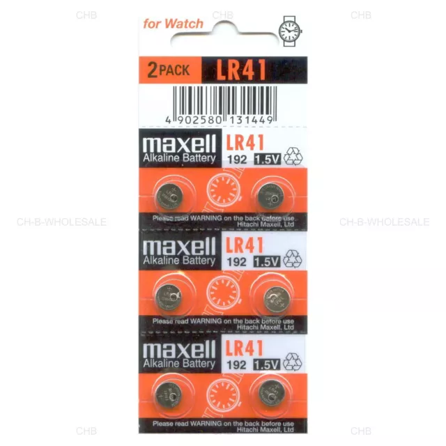 6 New Maxell Lr41 Ag3 392A 192 Sr41 Lr736 Cx41 392 Battery