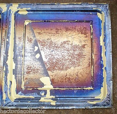 SALE Antique Iridescent 24" Ceiling Tin Tile Carnival Canvas Elegant Chic Frame