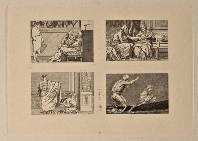 Estampe Originale Max Klinger 'Amor Und Psyche' 1907 - Radierung Symbolisme, Format 31.5x44.6 Cm