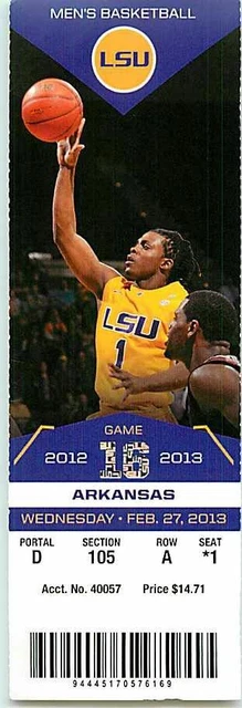 Ticket College Basketball Arkansas 2012 - 13  2.27 - LSU Tigers