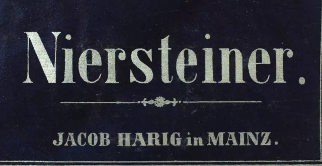 1870's-80's Niersteiner Jacob Harib Mainz German Wine Bottle Victorian Label F91