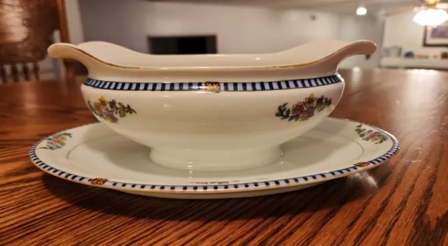 Noritake Sheridan Gravy Boat With Attached Plate!  Circa 1921. Art Deco