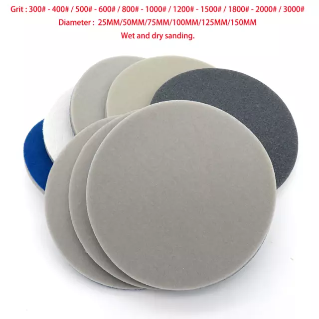 1-6 Inch Wet Dry Sponge Foam Abrasives Sanding Pad Discs Hook Loop 300-3000 Grit