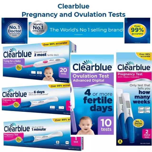 Clearblue Ovulationstest 10/20 Tests/Schnell-/Ultrafrühe Schwangerschaftstests VERPACKT